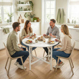 HOMCOM Round Drop Leaf Dining Table – 80cm Folding Kitchen Table for Small Spaces with Steel Frame, White