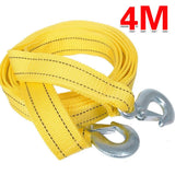 Heavy Duty 4m Car Tow Rope with Hooks, 3 Ton Nylon Recovery Strap – Fluorescent Yellow for Van and Road Recovery