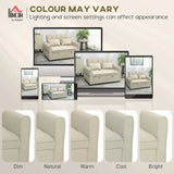 HOMCOM 2 Seater Sofa Bed with Click-Clack Backrest and 2 Pillows – 3-in-1 Convertible Sleeper Sofa, Light Brown