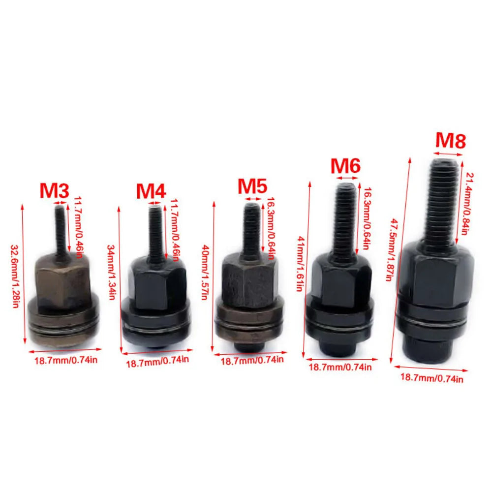 5 Piece Hand Rivet Nut Tool Set with M3, M4, M5, M6 & M8 Nut Heads – Manual Riveter for Home DIY