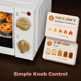 HOMCOM 9L Mini Oven with Adjustable Temperature & 60 Minute Timer – Countertop Toaster Oven Grill, White