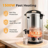 HOMCOM 6.5L Catering Urn, 1500W Stainless Steel Hot Water Boiler with Thermostat and Keep Warm Function