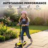 AIYAPLAY Foldable Three-Wheel Electric Scooter with LED Lights, Adjustable Handlebar – Kids Ages 6-10, Yellow