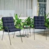 Outsunny Set of 2 Tufted Garden Chair Cushions with Backrest and Ties, Dark Blue