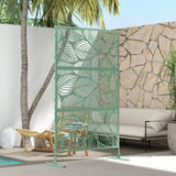 Outsunny Metal Decorative Privacy Screen, Leaf Design – Outdoor Garden Divider and Trellis, Green