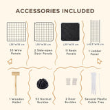 PawHut Small Animal Playpen with Door – Metal Mesh Cage for Guinea Pigs and Rabbits, 175cm, Black