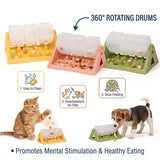 360° Rotating Puzzle Dog Bowl Slow Feeder – Interactive Treat Dispensing Pet Feeding Toy, Yellow