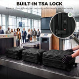 HOMCOM 3-Piece Hard Shell Suitcase Set with TSA Lock & Spinner Wheels – 20/24/28 Inch Carry On & Checked Luggage, Black