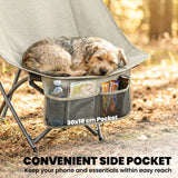 Outsunny Heavy Duty Folding Camping Chair with Side Pocket and Carry Bag, 120kg – Moon Chair, Khaki