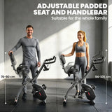 SPORTNOW 4-in-1 Folding Exercise Bike with Resistance Bands, 8-Level Magnetic Resistance & Bluetooth App, Black