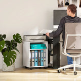 HOMCOM 2-Tier Printer Stand with Storage – Under Desk Printer Cart on Wheels, White