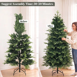 HOMCOM Geneva Fir 6ft Artificial Christmas Tree – Hinged, 1610 Branch Tips, Flame Retardant, Foldable Steel Stand, Green