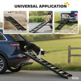 PawHut Folding Dog Car Ramp with 10 Anti-Slip Steps, 154cm – Pet Stairs for Cars, Trucks & High Beds, Black