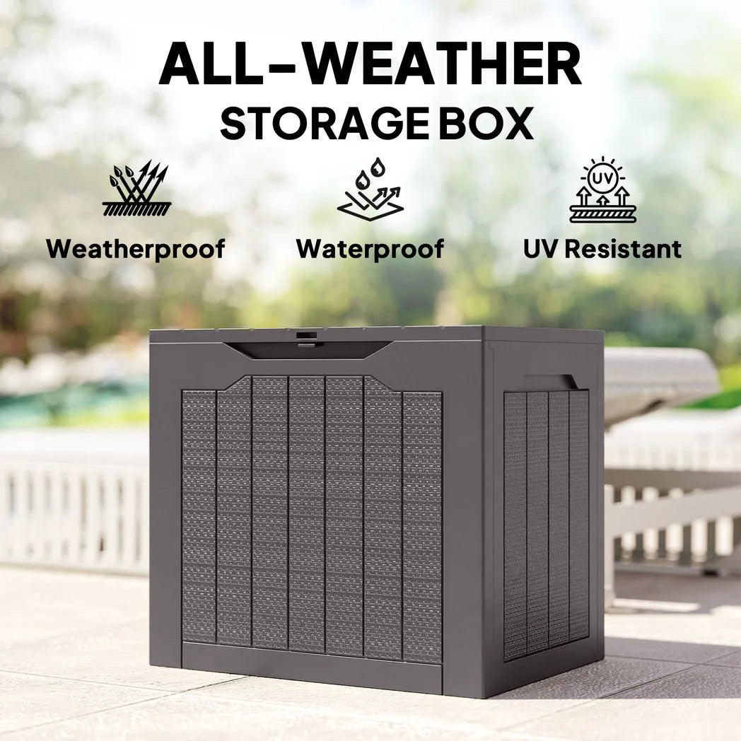 Outsunny 97L Waterproof Garden Storage Box with Handles and Padlock Loop – Outdoor Container, Brown