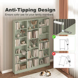 HOMCOM 17-Cube Bookcase with Adjustable Shelves and Anti-Tipping Hardware – Tall Open Storage Bookshelf