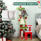 PawHut 120cm Christmas Cat Tree with 3 Scratching Posts, Perches & Hanging Toys – Festive Tower, Green