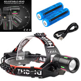 2-Pack USB-C Rechargeable LED Headlamps with Zoomable Beam – Hands-Free Camping & Work Light