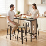 HOMCOM 5 Piece Industrial Bar Table Set with 4 Stools – Powder-Coated Steel Frame Dining Set, Grey Wood Effect