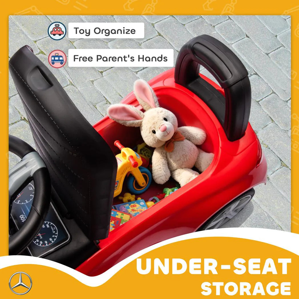 AIYAPLAY Official Mercedes-Benz Ride On Car, Foot to Floor Walker with Horn & Under-Seat Storage, Red
