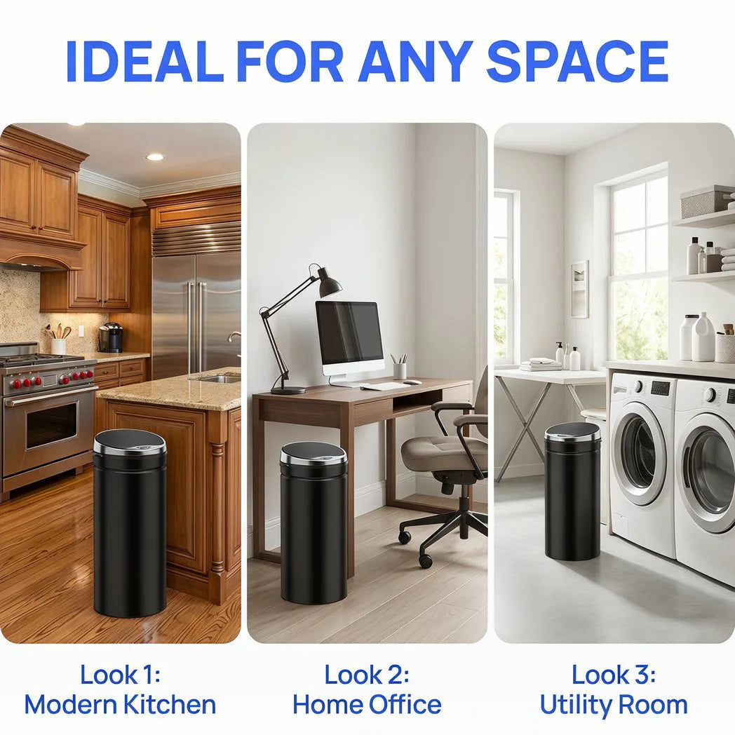 HOMCOM 50L Automatic Motion Sensor Rubbish Bin – Fingerprint-Resistant Stainless Steel Kitchen Bin, Black