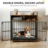 PawHut Dog Crate Furniture with Rotatable Feeding Station and Shelves – Indoor End Table Kennel, Brown