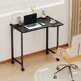 HOMCOM Folding Small Desk on Wheels – Space-Saving Computer Desk with Phone Slot, Black Wood Effect