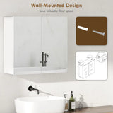 HOMCOM Double-Door Wall-Mounted Bathroom Mirror Cabinet with Adjustable Shelf – Bathroom Storage, White