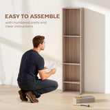 HOMCOM Narrow CD Storage Unit for 260 CDs or 120 DVDs – Tall Media Tower with Anti-Tip Straps, Natural Wood