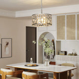 HOMCOM Crystal Chandelier with 72 Glass Pieces and 3 E14 Bulbs – Adjustable Ceiling Light, Silver-Tone