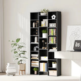 HOMCOM 21-Compartment Tall Bookshelf with 10 Adjustable Shelves and Anti-Tipping Hardware – Black