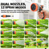 Outsunny 28m Retractable Wall-Mounted Hose Reel – Auto Lock, Slow Return, 12-Pattern Nozzles