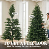 HOMCOM 7ft Artificial Christmas Tree with 2080 Realistic Tips, Hinged Wide Shape Xmas Tree, Green