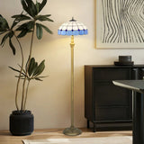 HOMCOM Tiffany-Style Floor Lamp with Handcrafted Stained Glass Shade