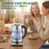 HOMCOM 1.7L Glass Electric Kettle, 3kW Fast Boil with Strix Thermostat, Tea Infuser and Keep Warm Function