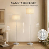 HOMCOM Floor Lamp with Remote, Height Adjustable Standing Lamp with Linen Shade
