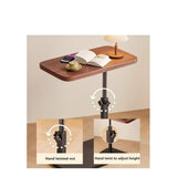 Adjustable C-Shaped Sofa Side Table with 360° Rotating Top – Height 45–80cm Laptop Table, Walnut