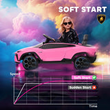 AIYAPLAY 12V Lamborghini Licensed Electric Ride On Car with Remote Control – Kids 3–6 Years, Pink