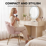 HOMCOM Velvet Accent Chair with Lotus Back, Heart Lumbar Pillow and Gold Tone Metal Legs, Soft Pink