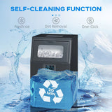 HOMCOM Commercial Ice Maker with 4kg Ice Storage, Up to 30kg Daily – Square Ice Cube Machine, Black