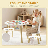 AIYAPLAY Kids Table and Chairs Set with Storage Bag – 3-Piece Cloud Design Toddler Playroom Set, White