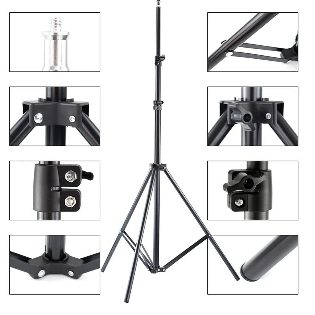 2m Adjustable Tablet & Phone Floor Tripod Stand with Ball Head and Clips – Foldable Stand for Devices 4–10.6"
