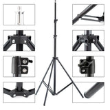2m Adjustable Tablet & Phone Floor Tripod Stand with Ball Head and Clips – Foldable Stand for Devices 4–10.6"