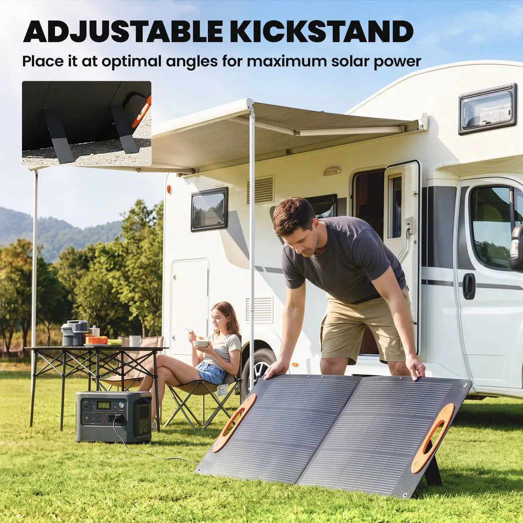 HOMCOM 100W Foldable Solar Panel with USB-A & USB-C Fast Charging – IP67 Portable Solar Charger for Camping & Hiking