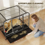 PawHut Heavy-Duty Dog Crate with Triple Doors, Removable Tray and Wheels – 116 x 77 x 88 cm, Small to Large Breeds