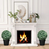 HOMCOM Set of Two Artificial Boxwood Balls Plants – White