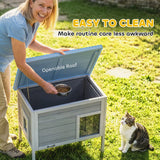 PawHut Outdoor Cat House with Removable Insulated Liner, Asphalt Roof and Escape Door – Wooden Cat Shelter