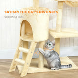 PawHut 134cm Multi-Level Cat Tower with Condo and Sisal Scratching Posts – Indoor Cat Tree, Beige