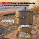 Outsunny 7000W Camping Stove with Piezo Ignition, Carry Bag & 50kg Load Capacity – Foldable Hiking Gas Stove, Khaki