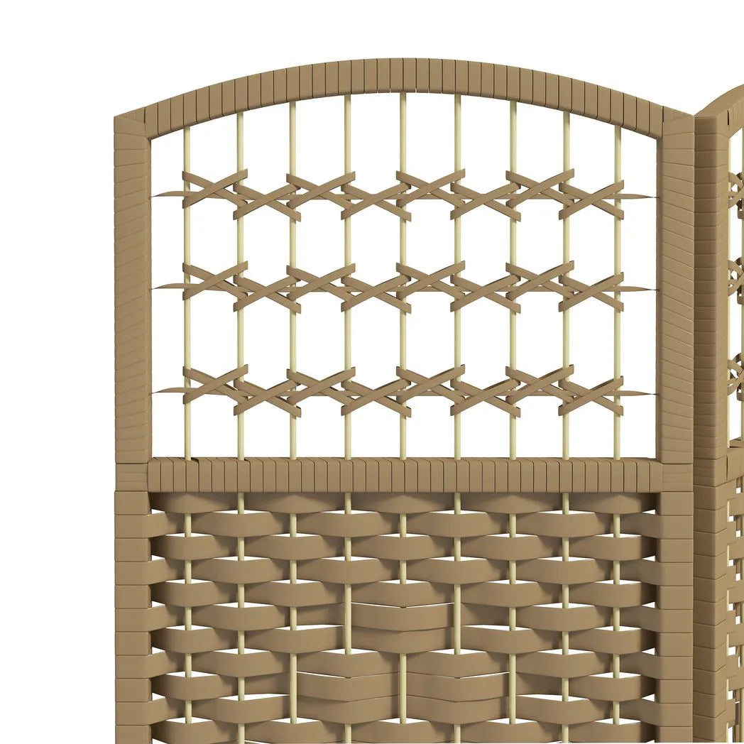 HOMCOM 3 Panel Folding Room Divider, Hand-Woven Paper Rope & Bamboo – Privacy Screen, Natural Wood