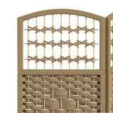 HOMCOM 3 Panel Folding Room Divider, Hand-Woven Paper Rope & Bamboo – Privacy Screen, Natural Wood
